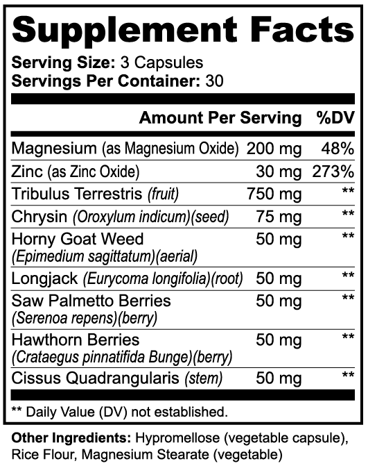 ArcFuel ALPHA Energy Supplement Facts panel — serving size, ingredients and amounts per serving