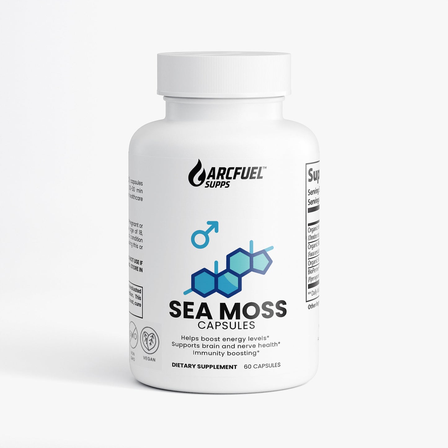 ArcFuel Sea Moss blend supplement — front of capsule bottle