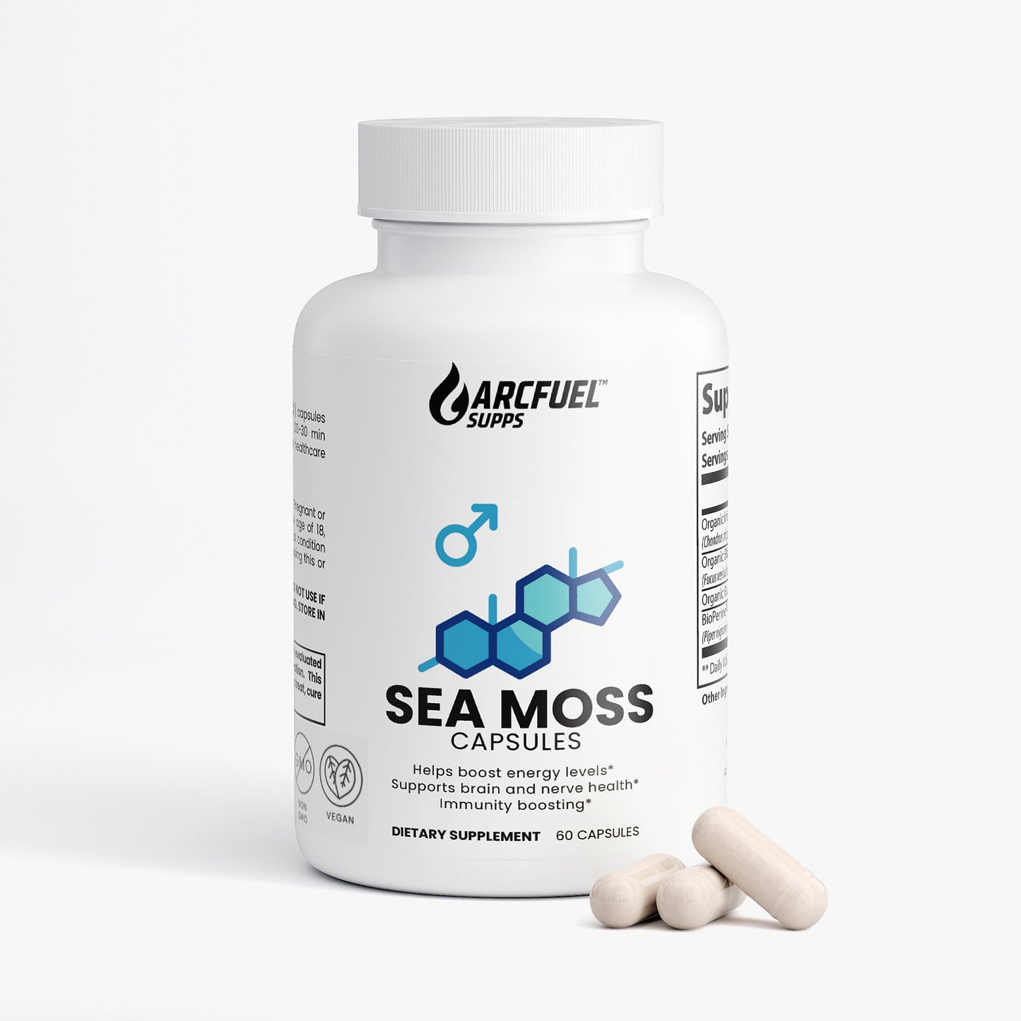 ArcFuel Sea Moss capsule bottle — front label detail