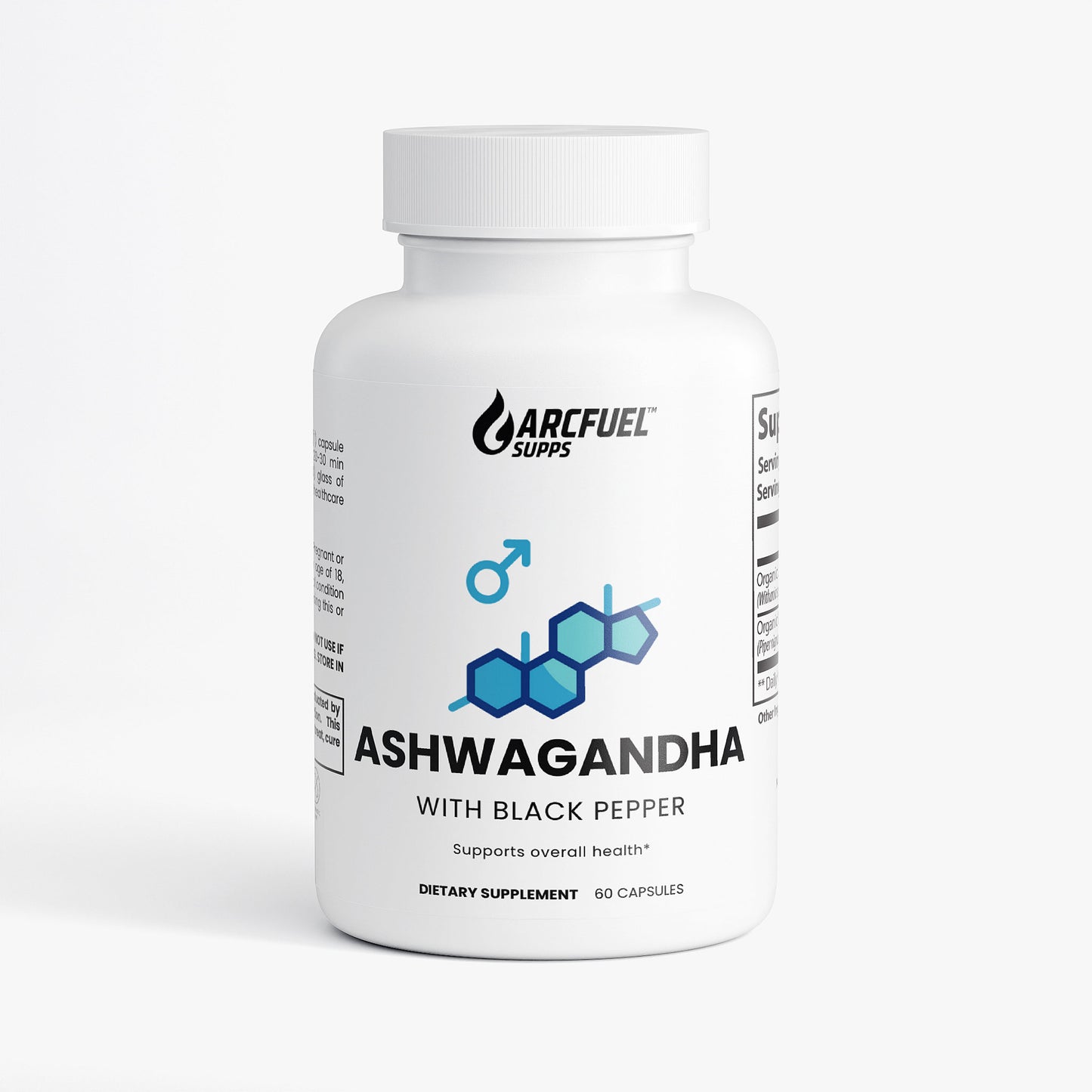 ArcFuel Ashwagandha adaptogen supplement — front of capsule bottle