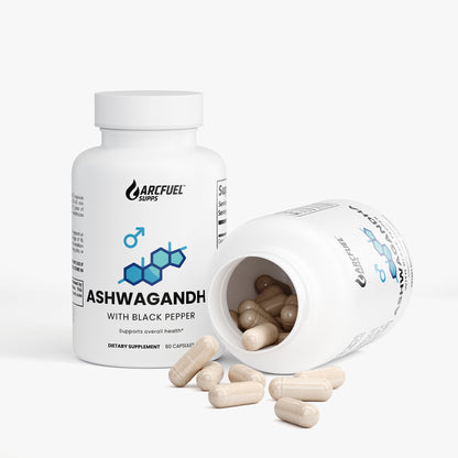 ArcFuel Ashwagandha capsule bottle — angled view