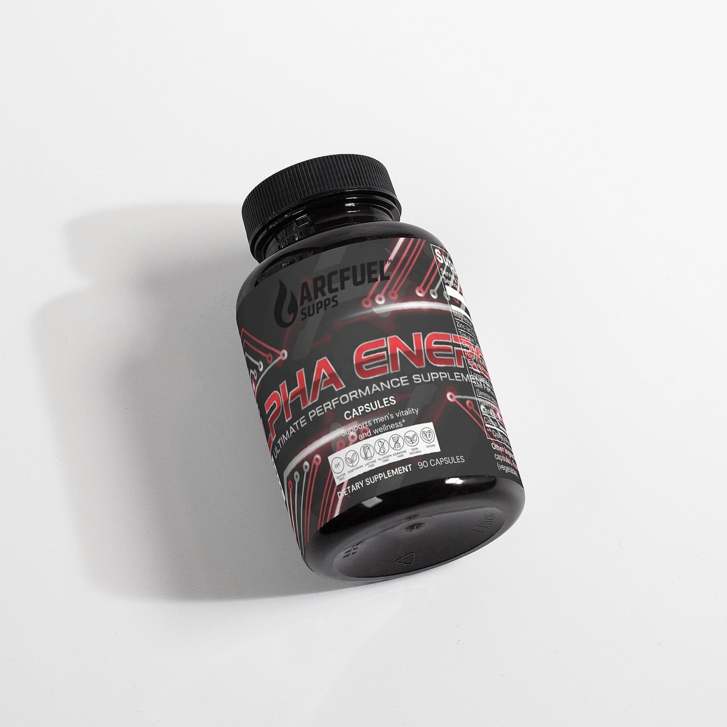 ArcFuel ALPHA Energy capsule bottle — front label detail
