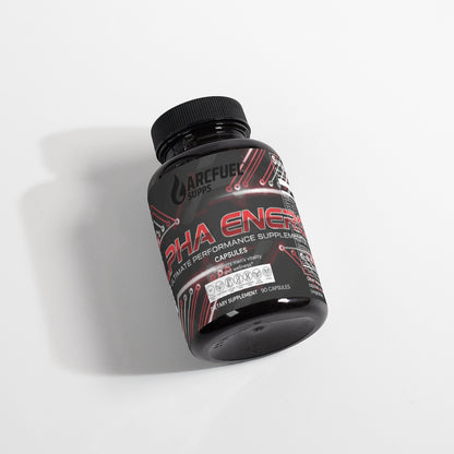 ArcFuel ALPHA Energy capsule bottle — front label detail