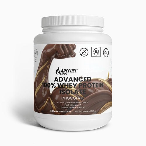ArcFuel Advanced 100% Whey Protein Isolate, Chocolate — front of tub