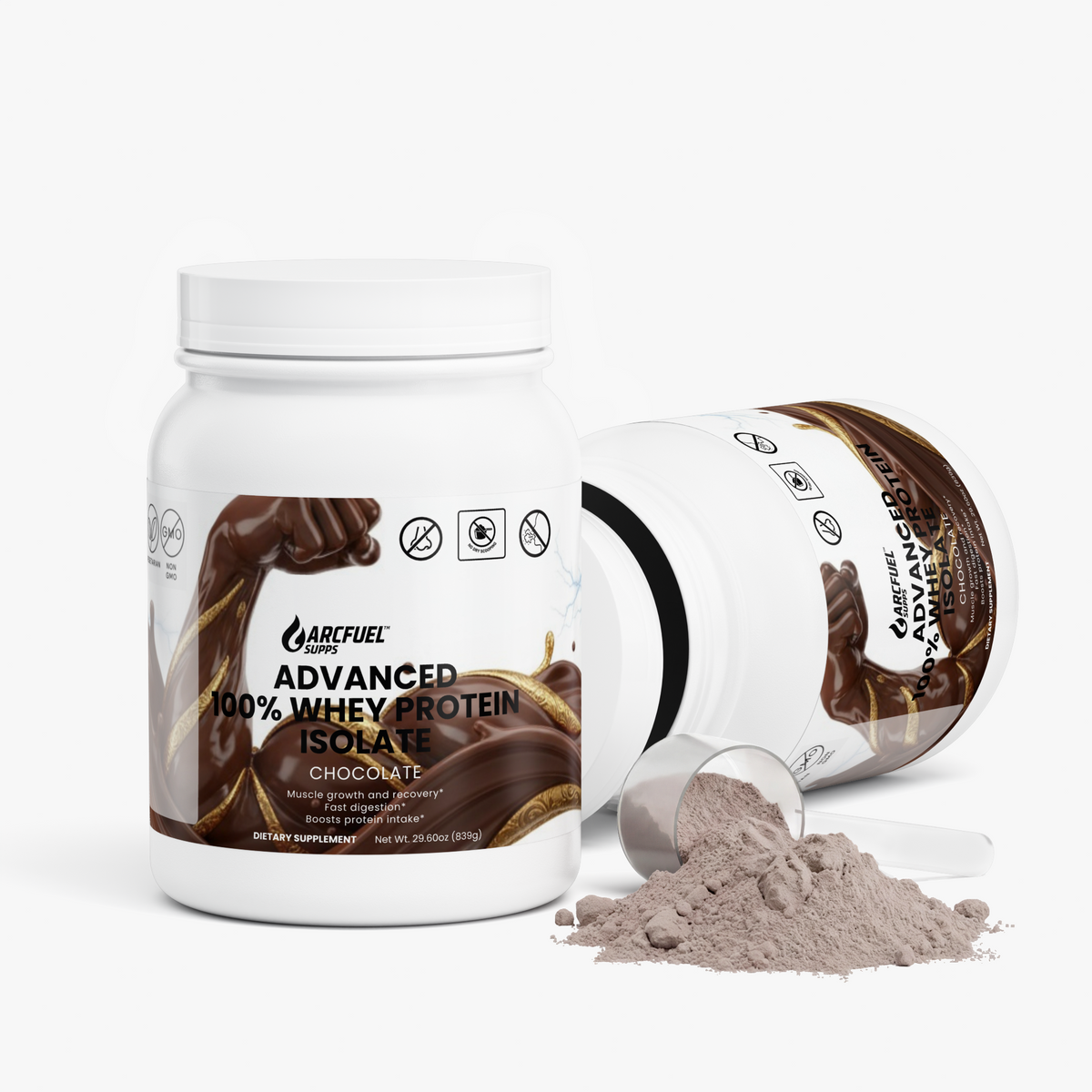 ArcFuelSupps Whey Protein Isolate Chocolate tub, product photo 3