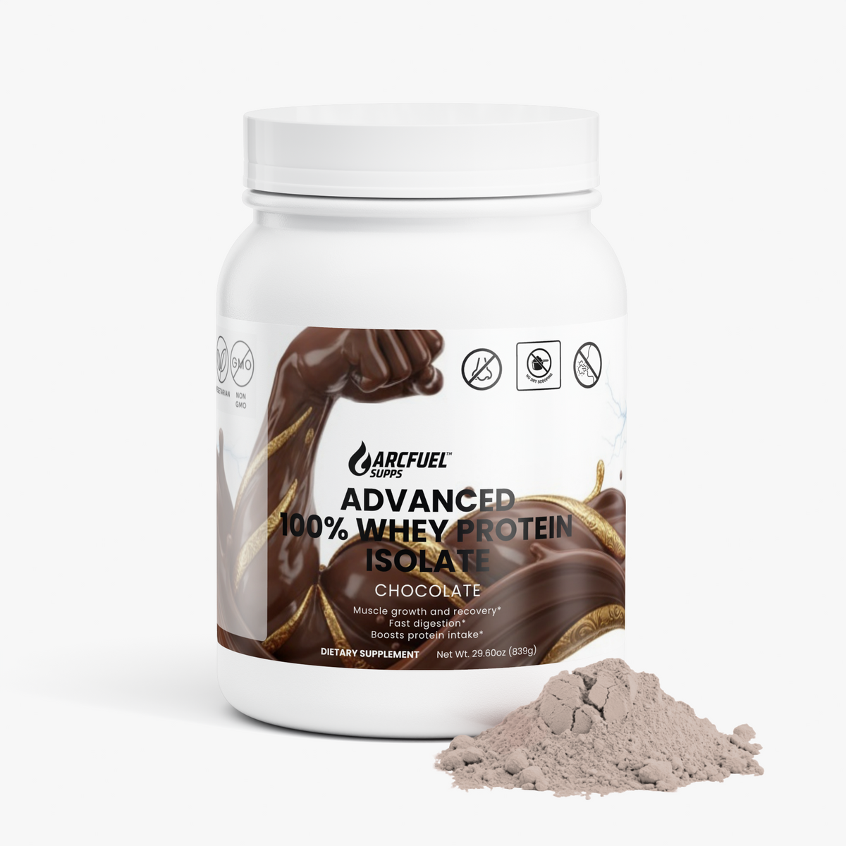 ArcFuelSupps Whey Protein Isolate Chocolate tub, product photo 2